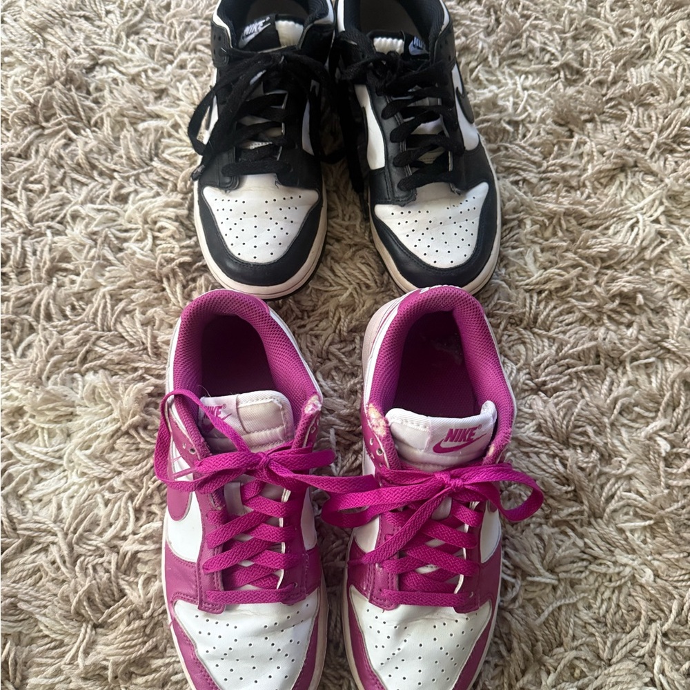 Nike Women’s Kids Air Force Low-Top Sneakers Pink Black White Used Condition